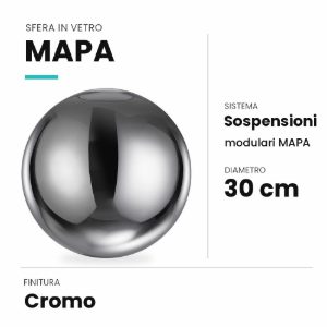 Ideal lux mapa sfera in vetro cromo 30cm per sospensioni modulari