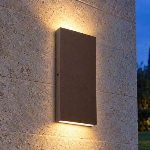 Ideal lux post-it big applique da esterno biemissione rettangolare led 6w 3000k 18cm moderna caffè
