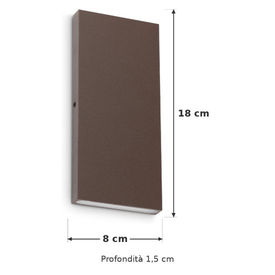 Ideal lux post-it big applique da esterno biemissione rettangolare led 6w 3000k 18cm moderna caffè