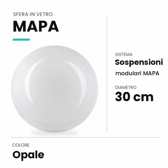 Ideal lux mapa sfera in vetro opale 30cm per sospensioni modulari