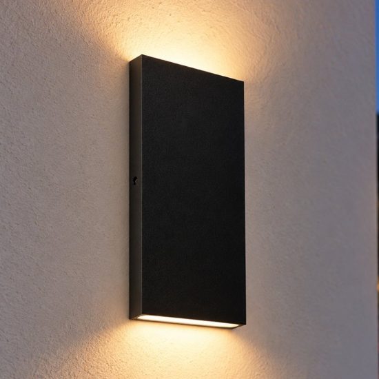 Ideal lux post-it big applique da esterno biemissione rettangolare led 6w 3000k 18cm moderna nera