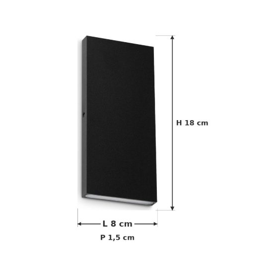 Ideal lux post-it big applique da esterno biemissione rettangolare led 6w 3000k 18cm moderna nera