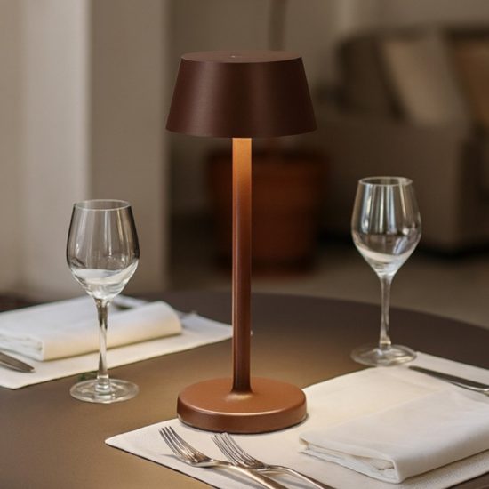 Lampada da tavolo per esterno ip54 pure tl ideal lux portatile corten led 1,5w 3000k