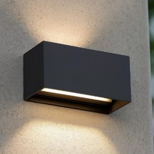 Ideal lux atom ap d20 applique da esterno rettangolare antracite led 25w 3000k