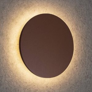 Ideal lux punto ap d18 applique da esterno tonda marrone led 9w 3000k
