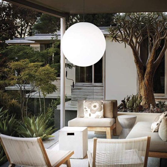 Ideal lux sole lampada a sospensione da esterno sferica e27 20 cm moderna bianca ip44