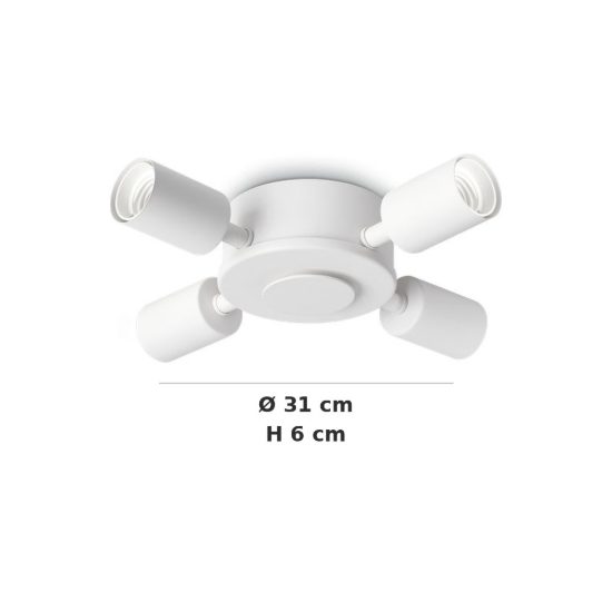 Ideal lux set up montatura per plafoniera 4 luci e27 31cm bianca senza paralume