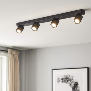 Rudy pl4 square ideal lux plafoniera da cucina nera con 4 faretti orientabili