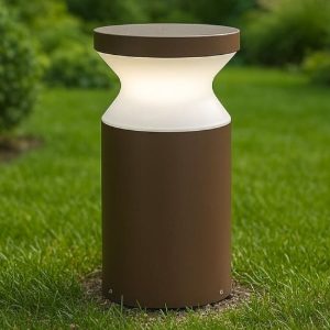 Torre pt1 h22 ideal lux lampione per vialetto basso marrone ip65 e27