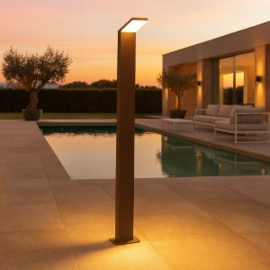 Style pt h100 8,5w 3000k ideal lux lampione da terrazzo led da giardino marrone