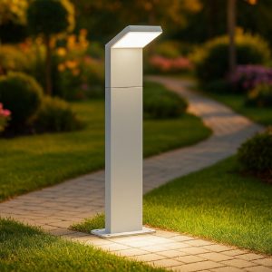 Ideal lux lampione da esterno h50 grigio led style pt 8,5w 3000k