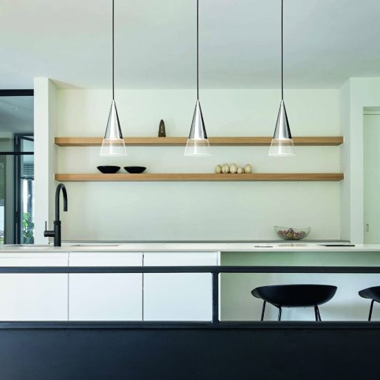 Ideal lux cono lampada a sospensione vetro trasparente gu10 led 7w 15cm per cucina moderna nichel