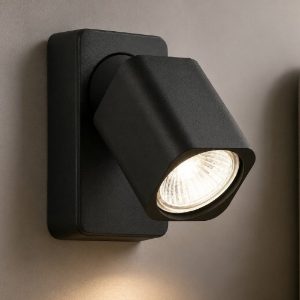 Ideal lux rudy ap1 square applique per camera da letto nera orientabile gu10 led