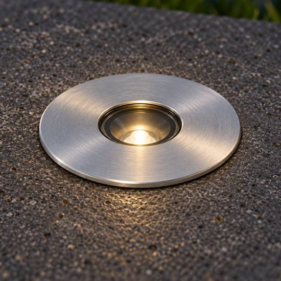 Ideal lux rocket faretto da incasso da esterno pavimento led 2,5w 3000k 4cm rotondo acciaio