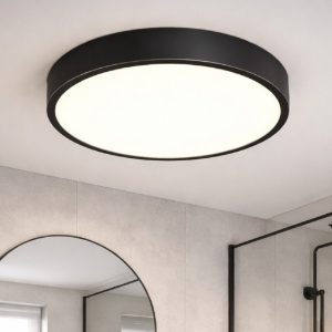 Ideal lux ray pl d40 plafoniera da bagno tonda led 26w 4000k nera ip44