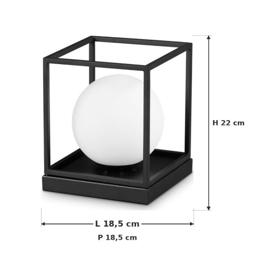 Ideal lux lingotto tl1 big abat-jour da comodino e14 22cm per camera da letto moderna nera