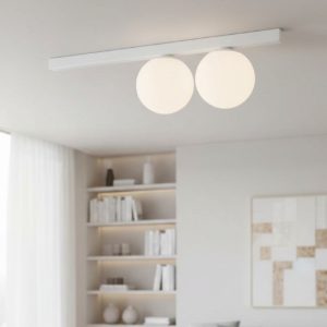 Ideal lux binomio pl2 plafoniera moderna bianca con sfere vetro