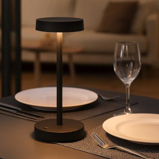 Ideal lux toffee tl lampada da tavolino led nera portatile batteria ricaricabile 2w 3000k