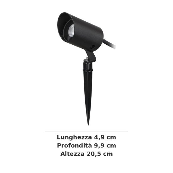 Ideal lux koala faretto da esterno prato orientabile led 7w 3000k 4,9cm moderno nero