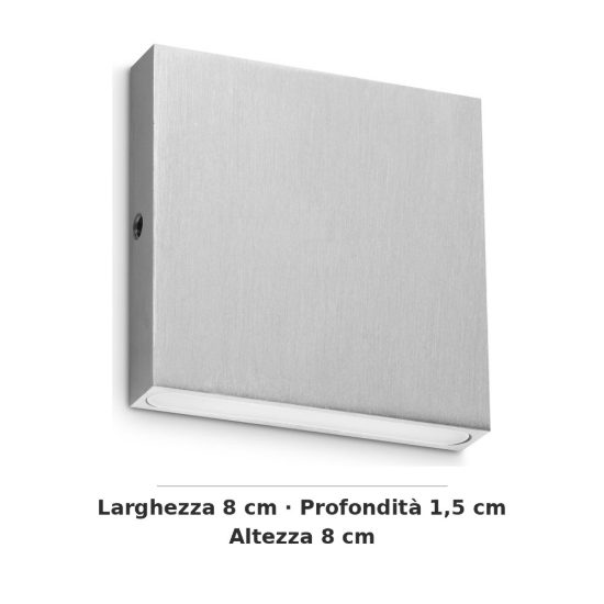 Ideal lux post-it applique da esterno quadrata led 3w 3000k 8cm moderna acciaio