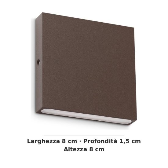 Ideal lux post-it applique da esterno quadrata led 3w 3000k 8cm moderna caffè