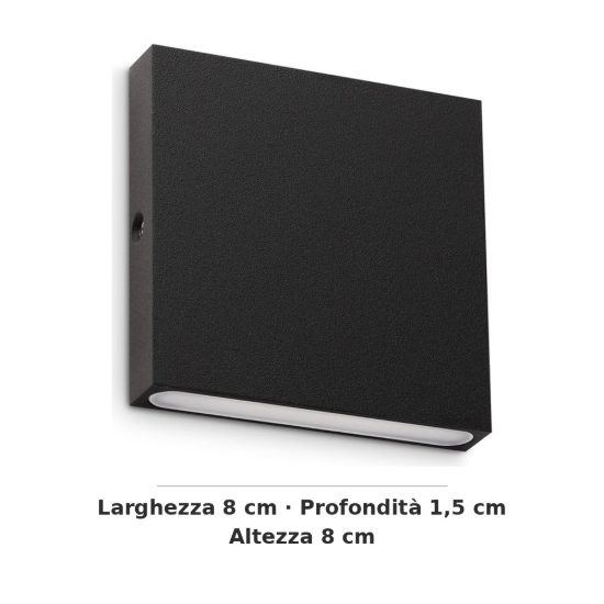 Ideal lux post-it applique da esterno quadrata led 3w 3000k 8cm moderna nera