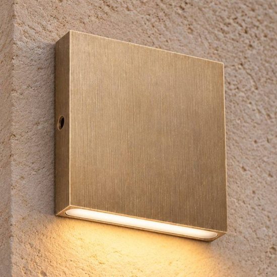 Ideal lux post-it applique da esterno quadrata led 3w 3000k 8cm contemporanea ottone