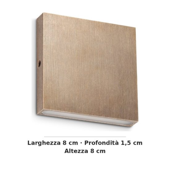 Ideal lux post-it applique da esterno quadrata led 3w 3000k 8cm contemporanea ottone
