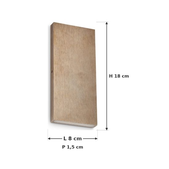 Ideal lux post-it big applique da esterno biemissione rettangolare led 6w 3000k 18cm moderna ottone