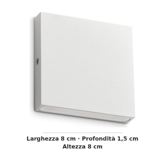 Ideal lux post-it applique da esterno quadrata led 3w 3000k 8cm moderna bianca