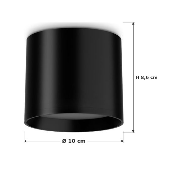 Ideal lux spike faretto da soffitto led 10w 3000k cilindrico 10 cm moderno nero