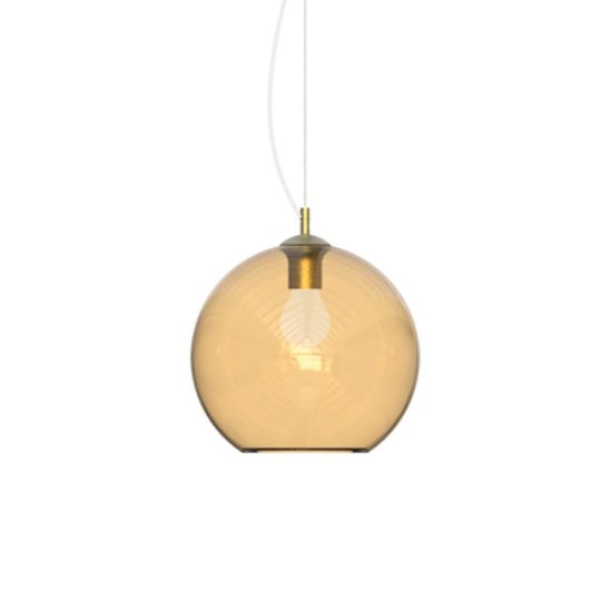 Ideal lux nemo lampada a sospensione con sfera in vetro e27 40cm per ingresso moderna ambra