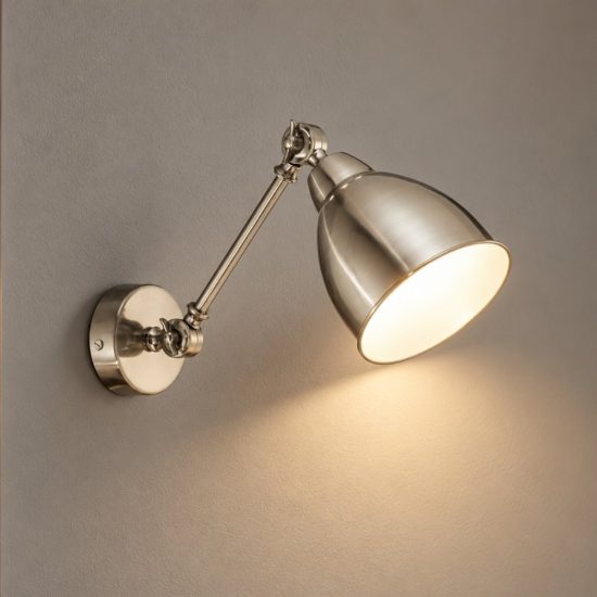 Ideal lux newton applique con faretto orientabile e27 44cm per soggiorno industriale nichel