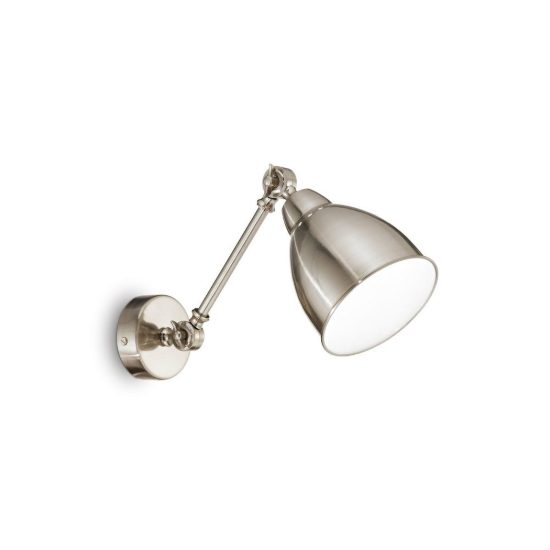 Ideal lux newton applique con faretto orientabile e27 44cm per soggiorno industriale nichel