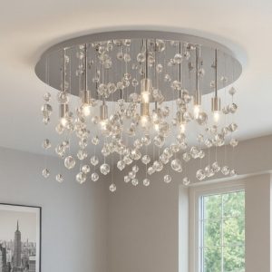 Ideal lux neve pl8 cromo plafoniera classica sfere di vetro trasparenti