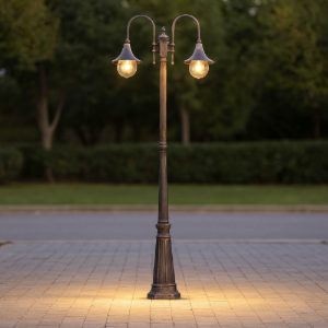 Cima pt2 lampione classico alto due luci da giardino ip43 ideal lux