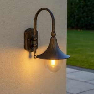 Cima ap1 applique da esterno coperto classiche lanterne nero e oro antico ideal lux