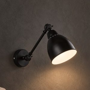 Ideal lux newton applique con faretto orientabile e27 44cm per soggiorno industriale nera