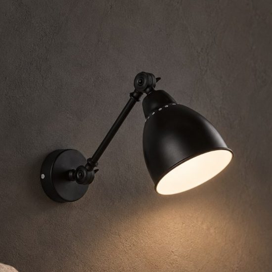 Ideal lux newton applique con faretto orientabile e27 44cm per soggiorno industriale nera