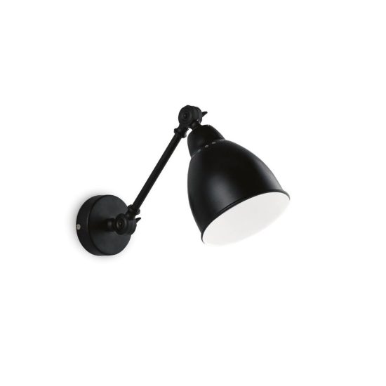 Ideal lux newton applique con faretto orientabile e27 44cm per soggiorno industriale nera