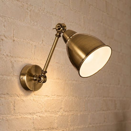 Ideal lux newton applique con faretto orientabile e27 44cm per soggiorno industriale brunita