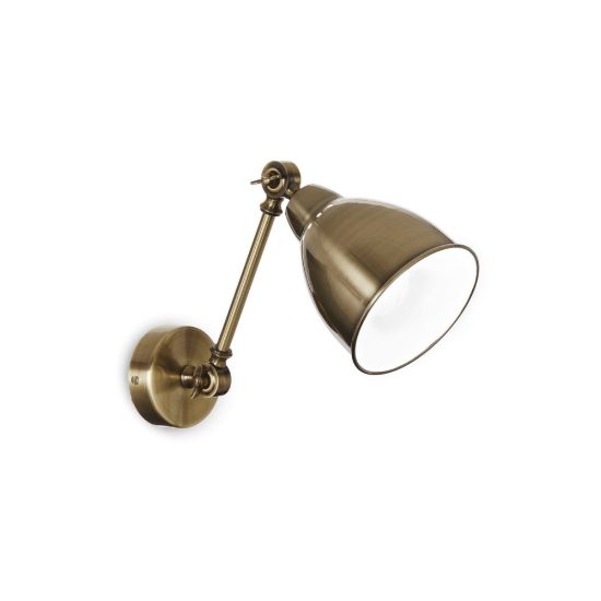 Ideal lux newton applique con faretto orientabile e27 44cm per soggiorno industriale brunita