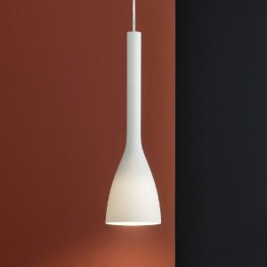 Ideal lux flut sp1 small lampada a sospensione per isola cono vetro bianco