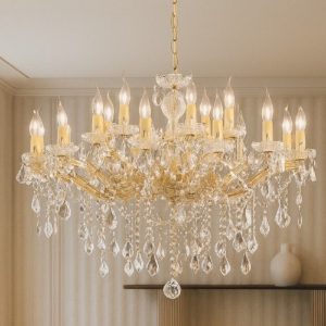 Florian sp18 lampadario classico oro 18 luci pendenti goccia ideal lux