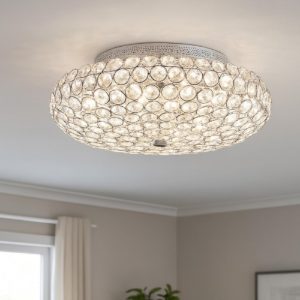 King pl5 ideal lux plafoniera classica per camera da letto cromo cristallo