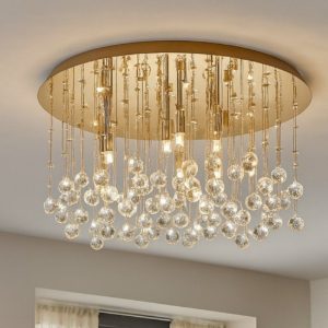 Plafoniera classica moonlight pl12 oro ideal lux oro lucido vetri cristalli