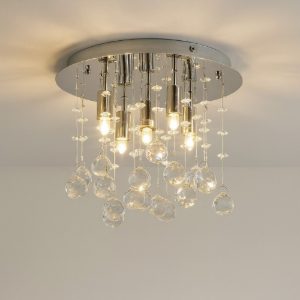 Plafoniera moonlight pl5 cromo ideal lux sfere di vetro cristallo