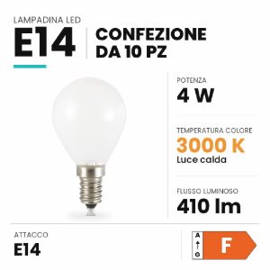 Confezione n10 lampadine e14 led 4w 3000k sfera bianca ideal lux