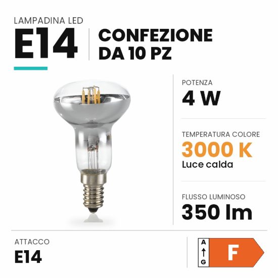 Ideal lux lampadina led e14 spot 4w 3000k cromata confezione 10 pezzi
