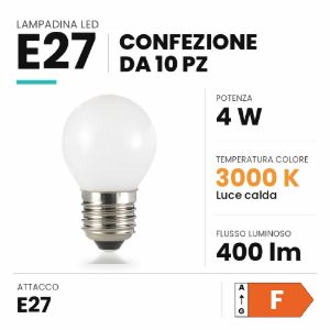 Ideal lux lampadina led e27 a sfera 4w 3000k bianca confezione 10 pezzi